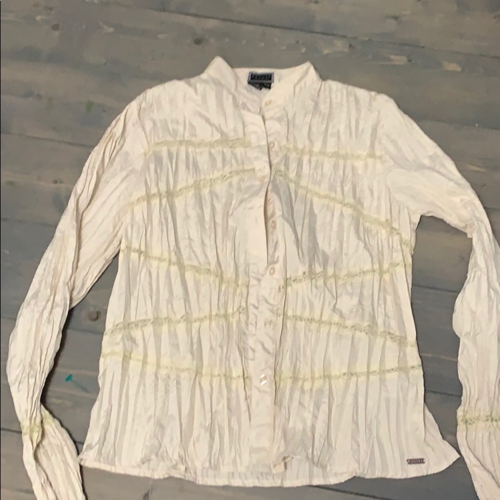 Renuar Crinkled Button Down Long Sleeve Top – Size M